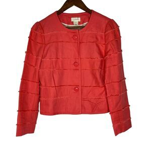J. Crew Coral Red Textured Crop Jacket